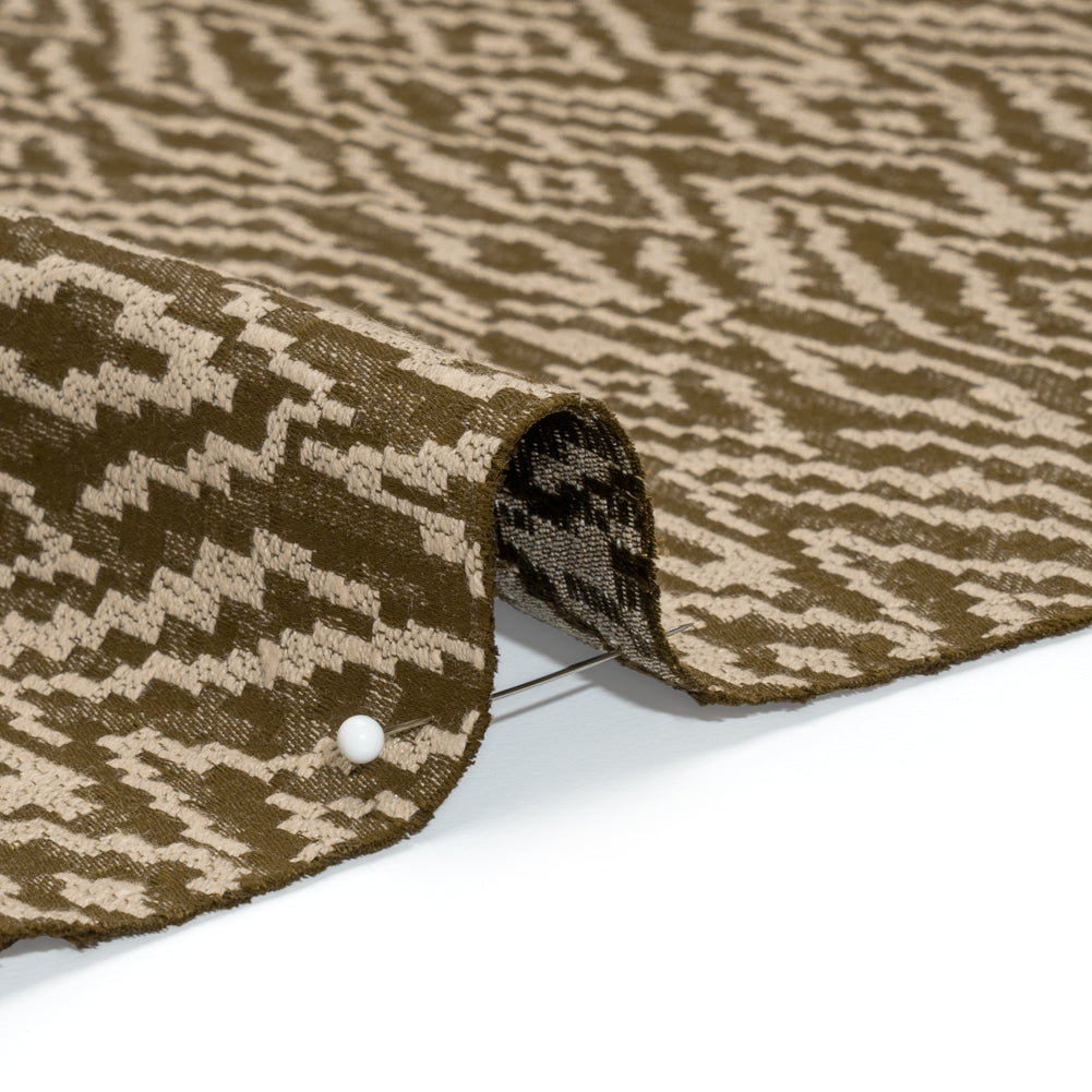 Geometric Recycled Polyester and Cotton Drapery Jacquard - Brass - British Imported Detail