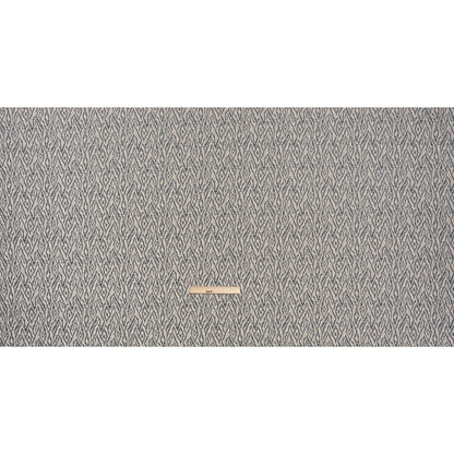 Geometric Recycled Polyester and Cotton Drapery Jacquard - Denim - British Imported Full
