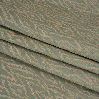 Geometric Recycled Polyester and Cotton Drapery Jacquard - Eucalyptus - British Imported Folded