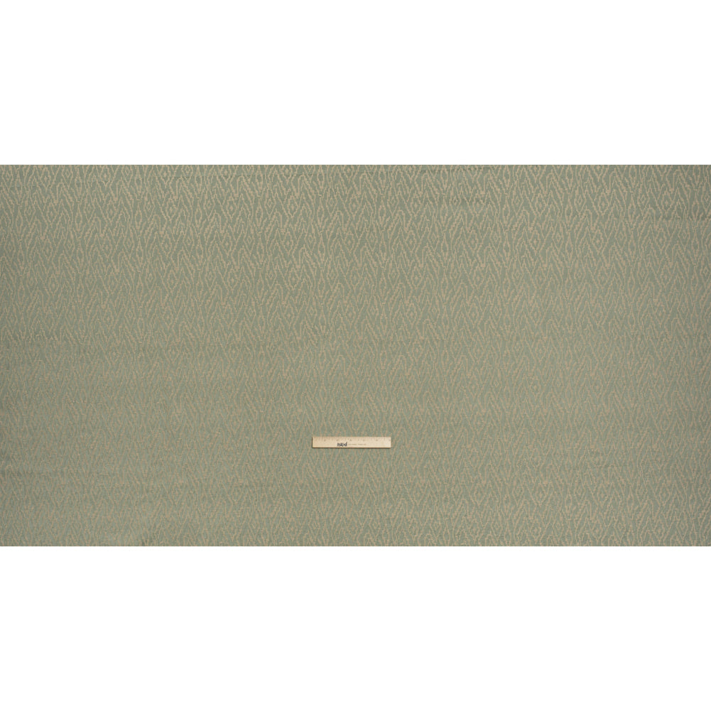 Geometric Recycled Polyester and Cotton Drapery Jacquard - Eucalyptus - British Imported Full
