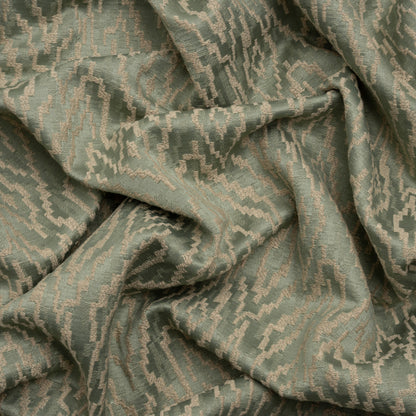 Geometric Recycled Polyester and Cotton Drapery Jacquard - Eucalyptus - British Imported