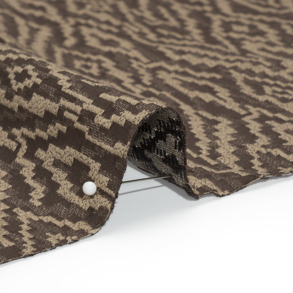 Geometric Recycled Polyester and Cotton Drapery Jacquard - Flint - British Imported Detail