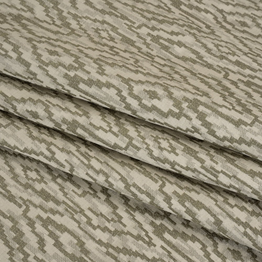 Geometric Recycled Polyester and Cotton Drapery Jacquard - Limestone - British Imported Folded