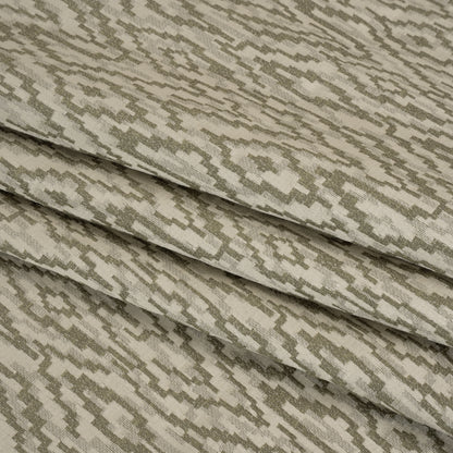 Geometric Recycled Polyester and Cotton Drapery Jacquard - Limestone - British Imported Folded