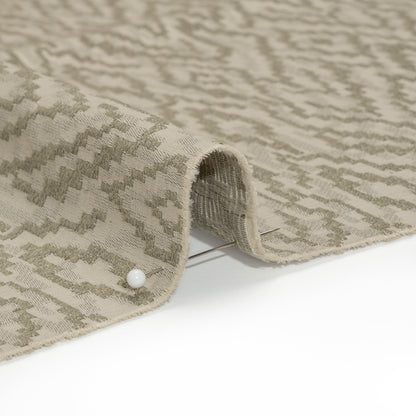 Geometric Recycled Polyester and Cotton Drapery Jacquard - Limestone - British Imported Detail
