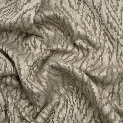 Geometric Recycled Polyester and Cotton Drapery Jacquard - Limestone - British Imported