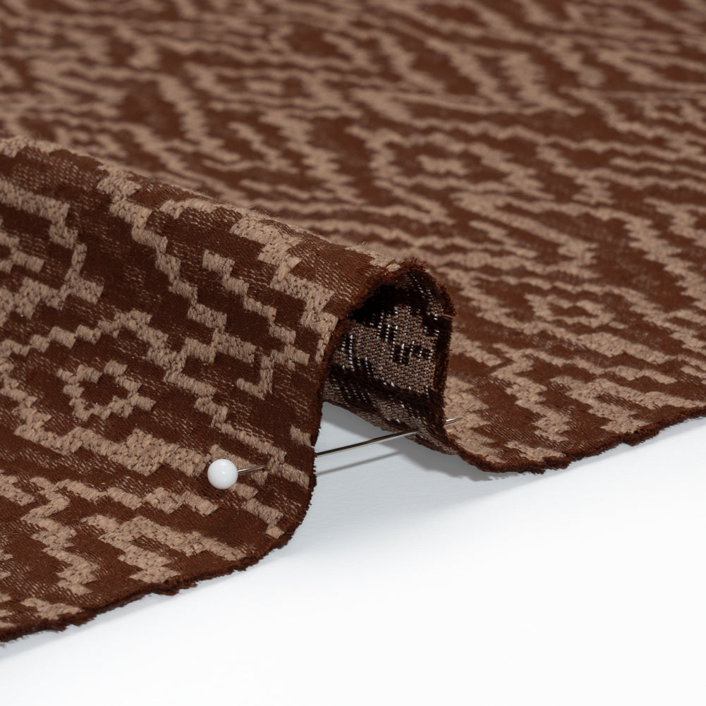 Geometric Recycled Polyester and Cotton Drapery Jacquard - Paprika - British Imported Detail
