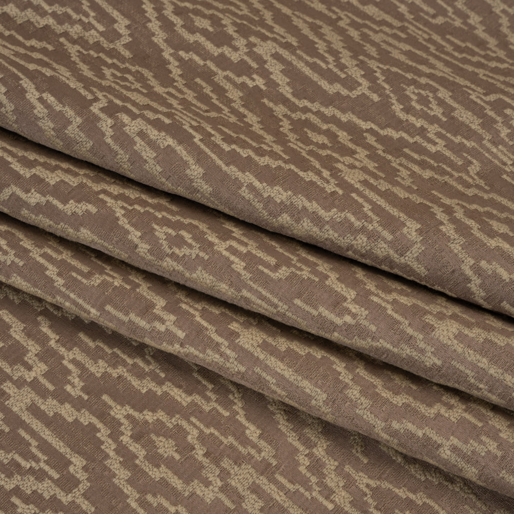Geometric Recycled Polyester and Cotton Drapery Jacquard - Rosewood - British Imported Folded