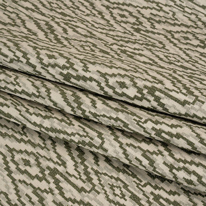 Geometric Recycled Polyester and Cotton Drapery Jacquard - Spruce - British Imported Folded