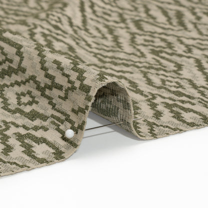 Geometric Recycled Polyester and Cotton Drapery Jacquard - Spruce - British Imported Detail
