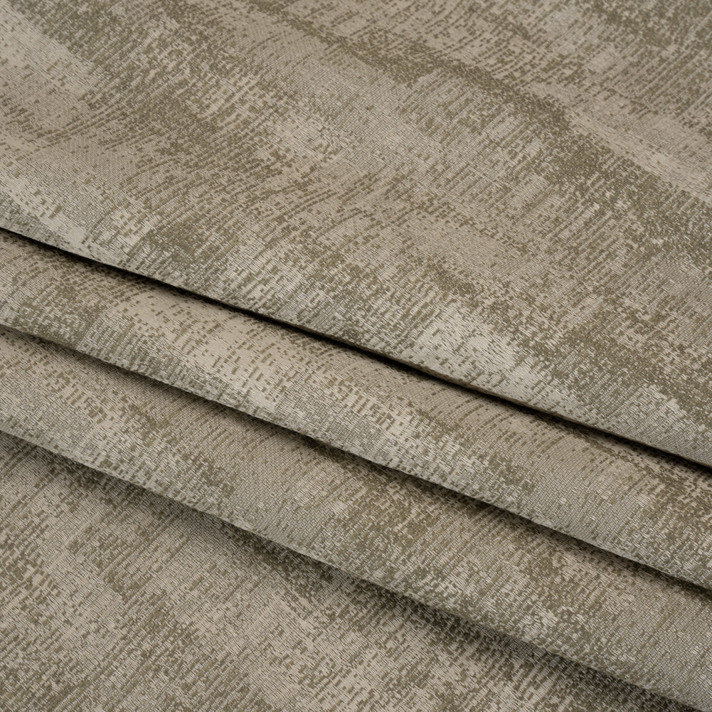 Abstract Textures Recycled Polyester and Cotton Drapery Jacquard - Limestone - British Imported Folded