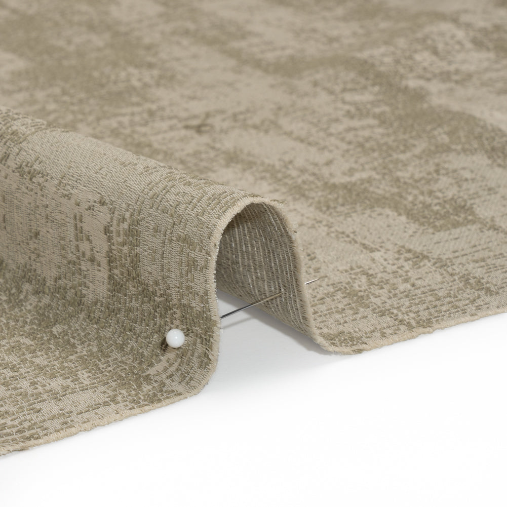 Abstract Textures Recycled Polyester and Cotton Drapery Jacquard - Limestone - British Imported Detail