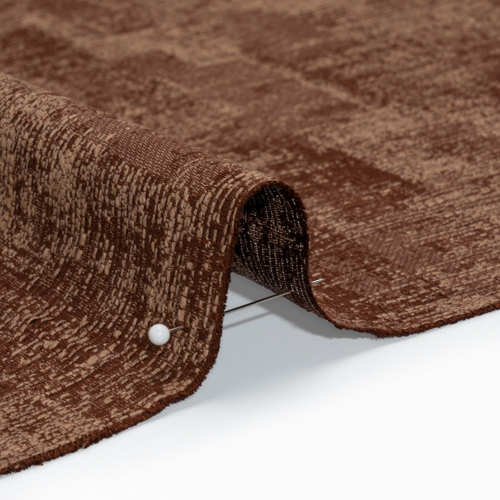 Abstract Textures Recycled Polyester and Cotton Drapery Jacquard - Paprika - British Imported Detail