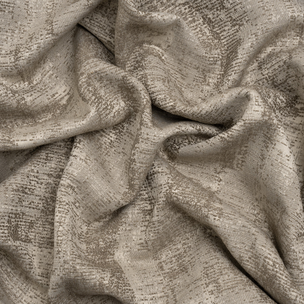 Abstract Textures Recycled Polyester and Cotton Drapery Jacquard - Porcini - British Imported