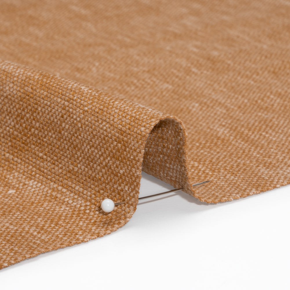 Linen Look Recycled Polyester and Cotton Woven - Copper - British Imported Detail
