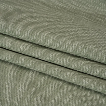 Linen Look Recycled Polyester and Cotton Woven - Eucalyptus - British Imported Folded