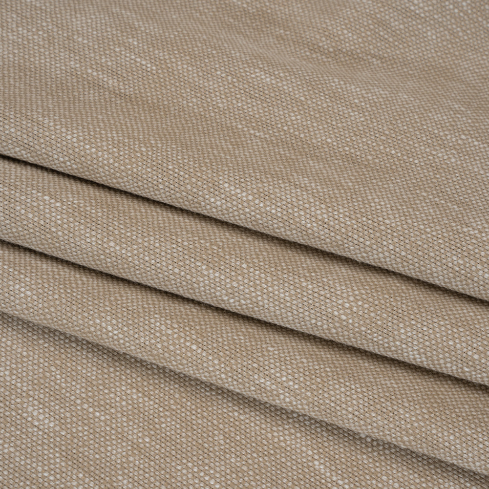 Linen Look Recycled Polyester and Cotton Woven - Fawn - British Imported Folded