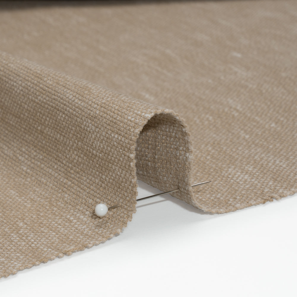 Linen Look Recycled Polyester and Cotton Woven - Fawn - British Imported Detail