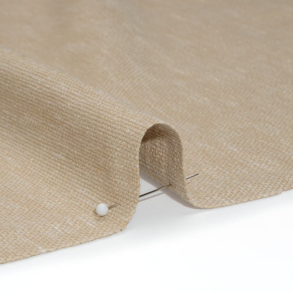 Linen Look Recycled Polyester and Cotton Woven - Flax - British Imported Detail