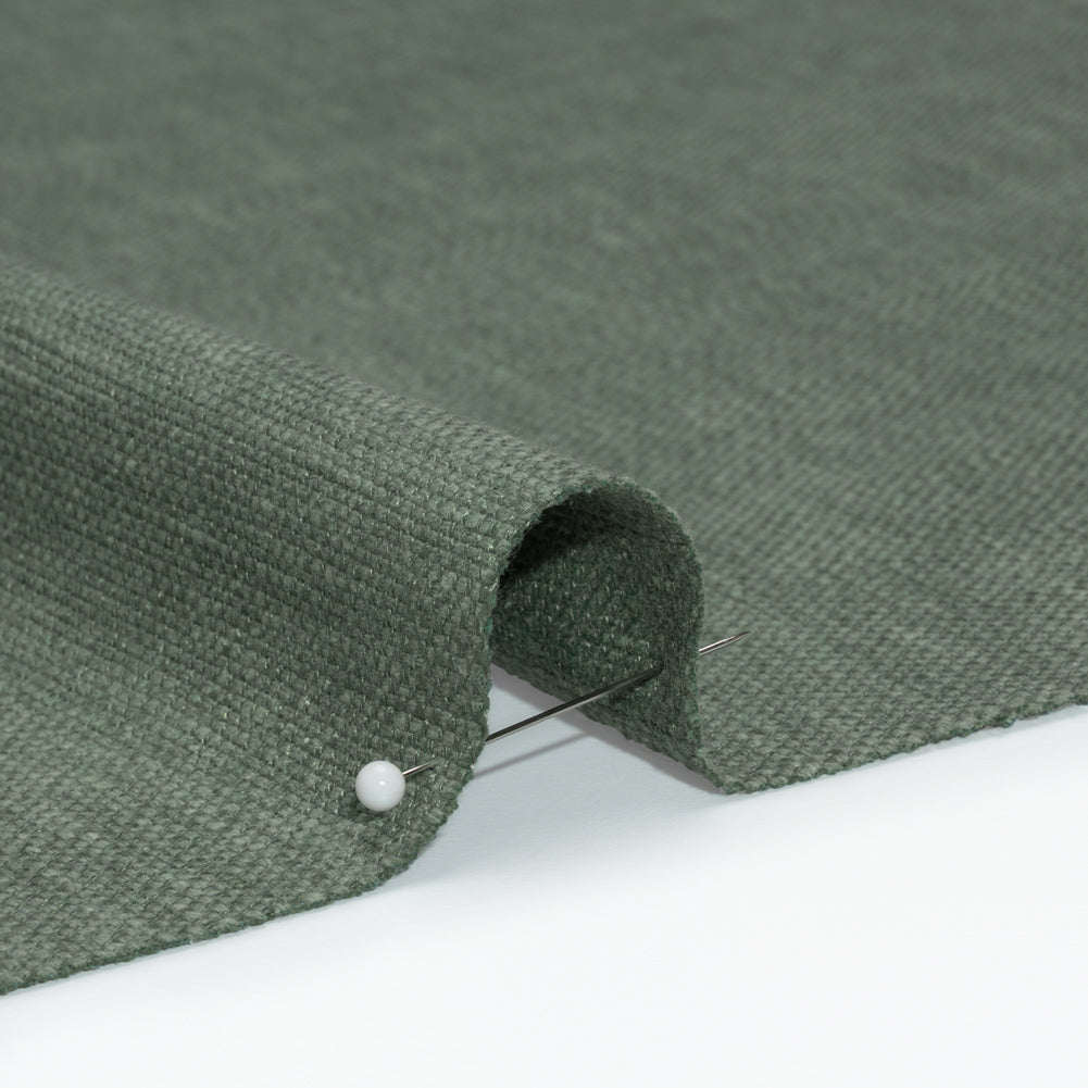 Linen Look Recycled Polyester and Cotton Woven - Kingfisher - British Imported Detail