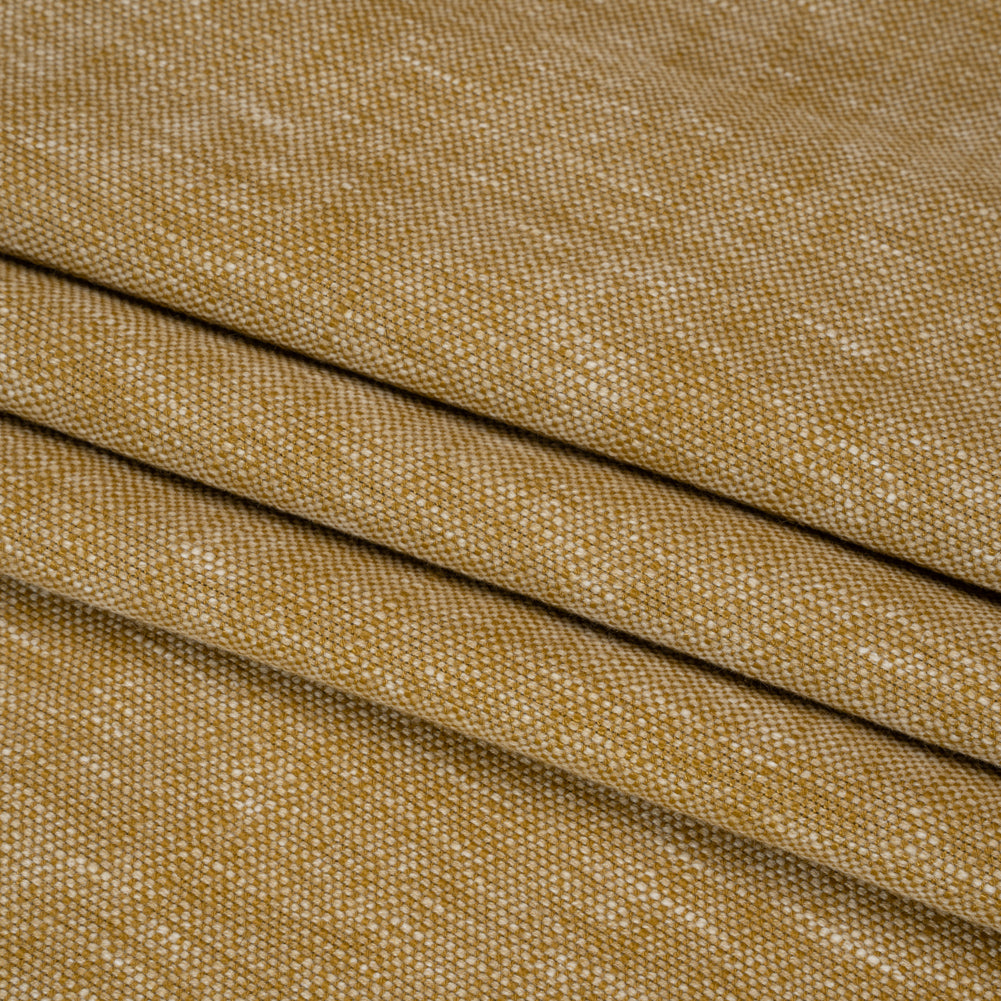 Linen Look Recycled Polyester and Cotton Woven - Maize - British Imported Folded