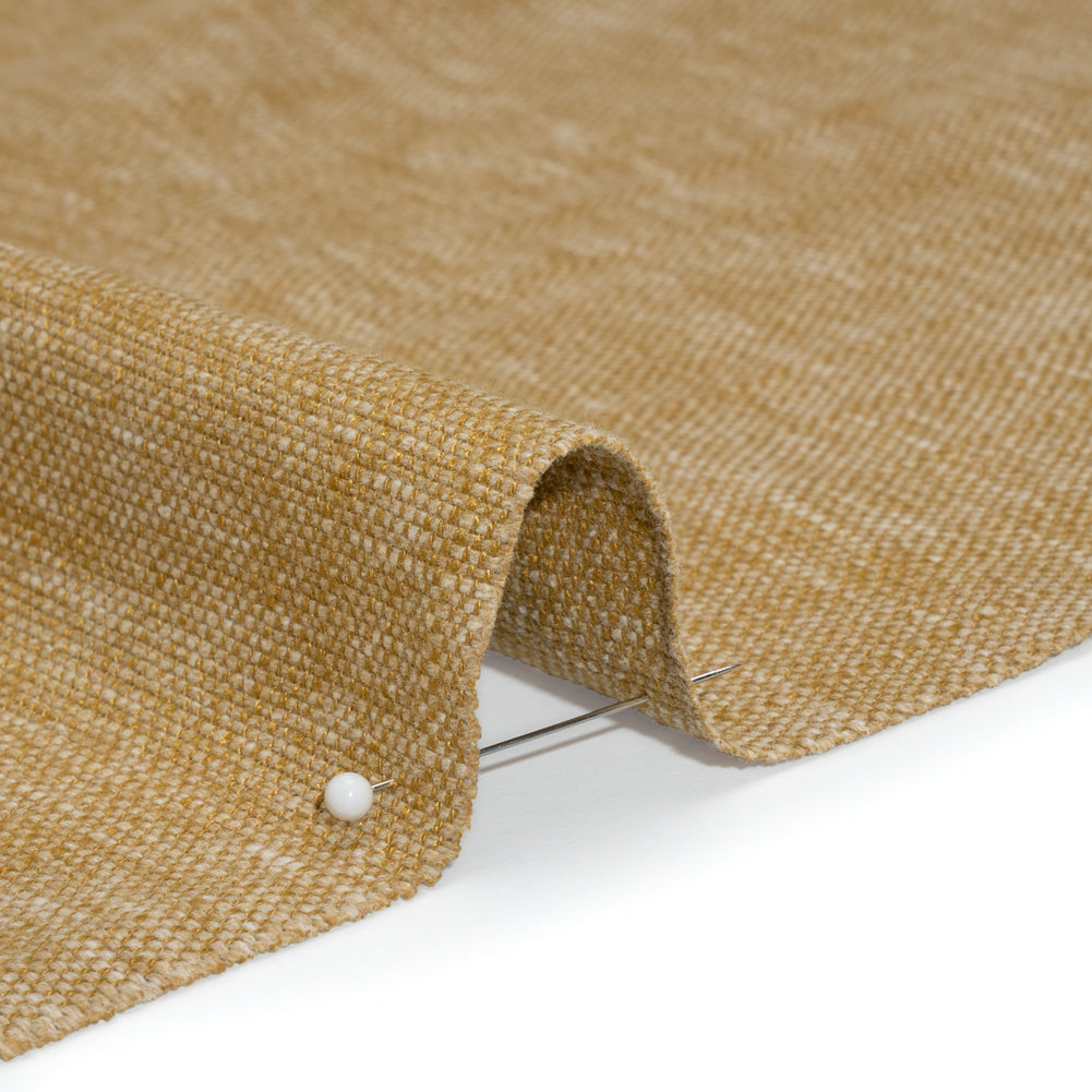 Linen Look Recycled Polyester and Cotton Woven - Maize - British Imported Detail