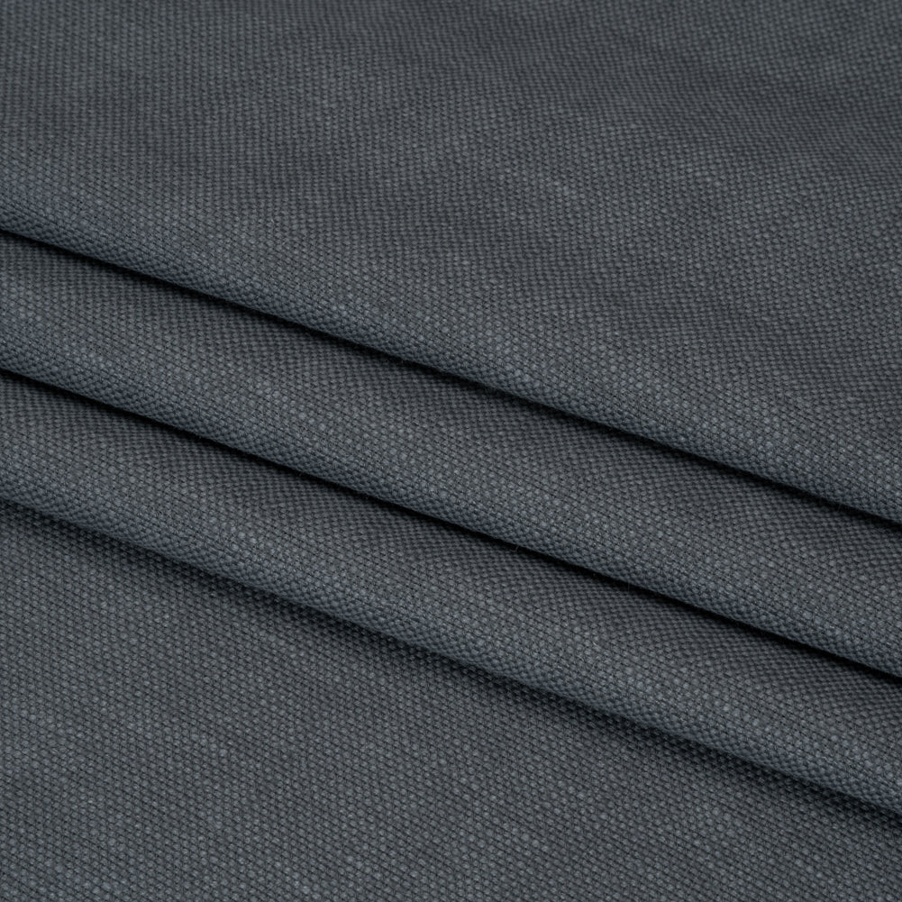 Linen Look Recycled Polyester and Cotton Woven - Midnight - British Imported Folded