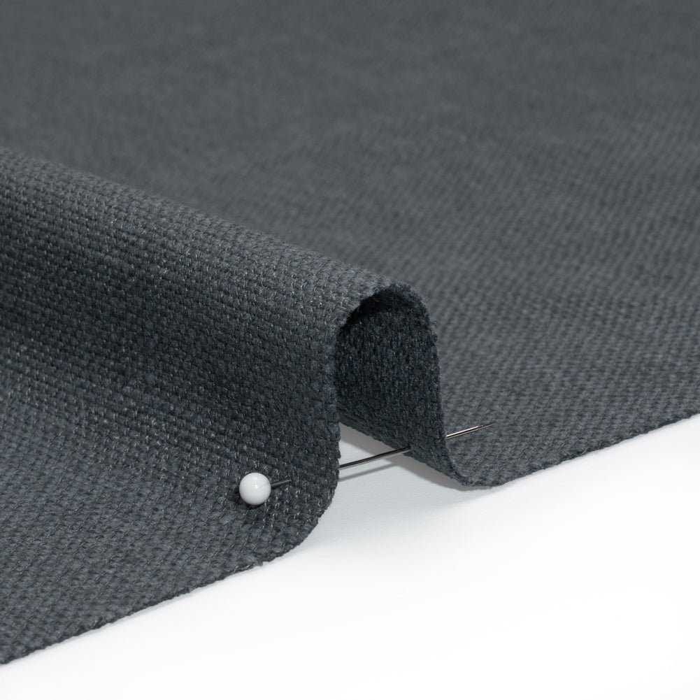 Linen Look Recycled Polyester and Cotton Woven - Midnight - British Imported Detail