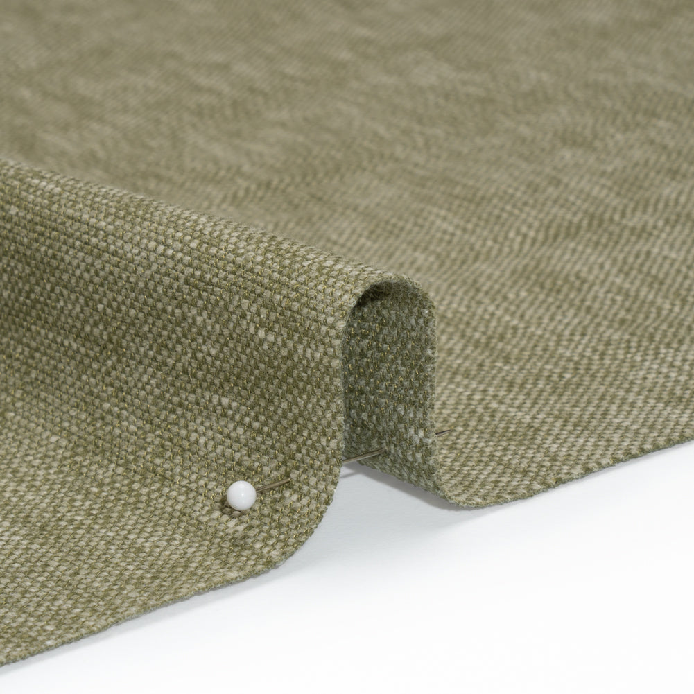 Linen Look Recycled Polyester and Cotton Woven - Moss - British Imported Detail
