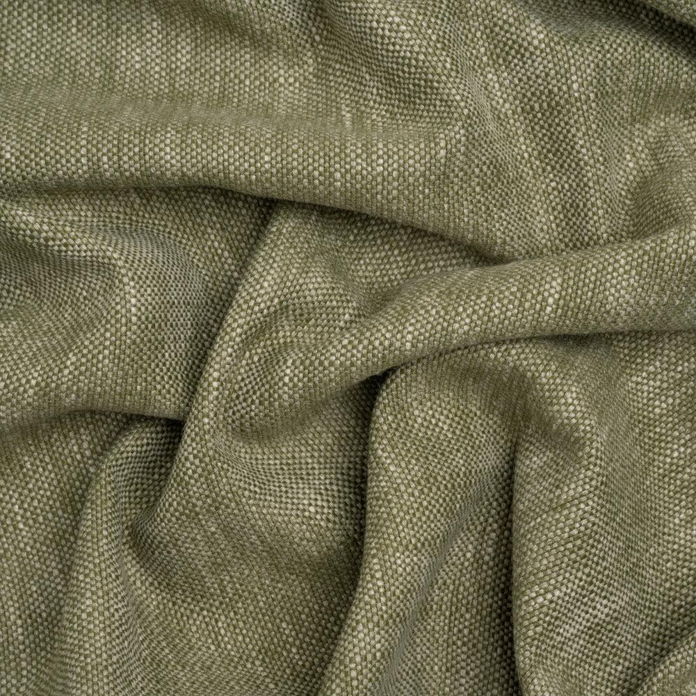 Linen Look Recycled Polyester and Cotton Woven - Moss - British Imported