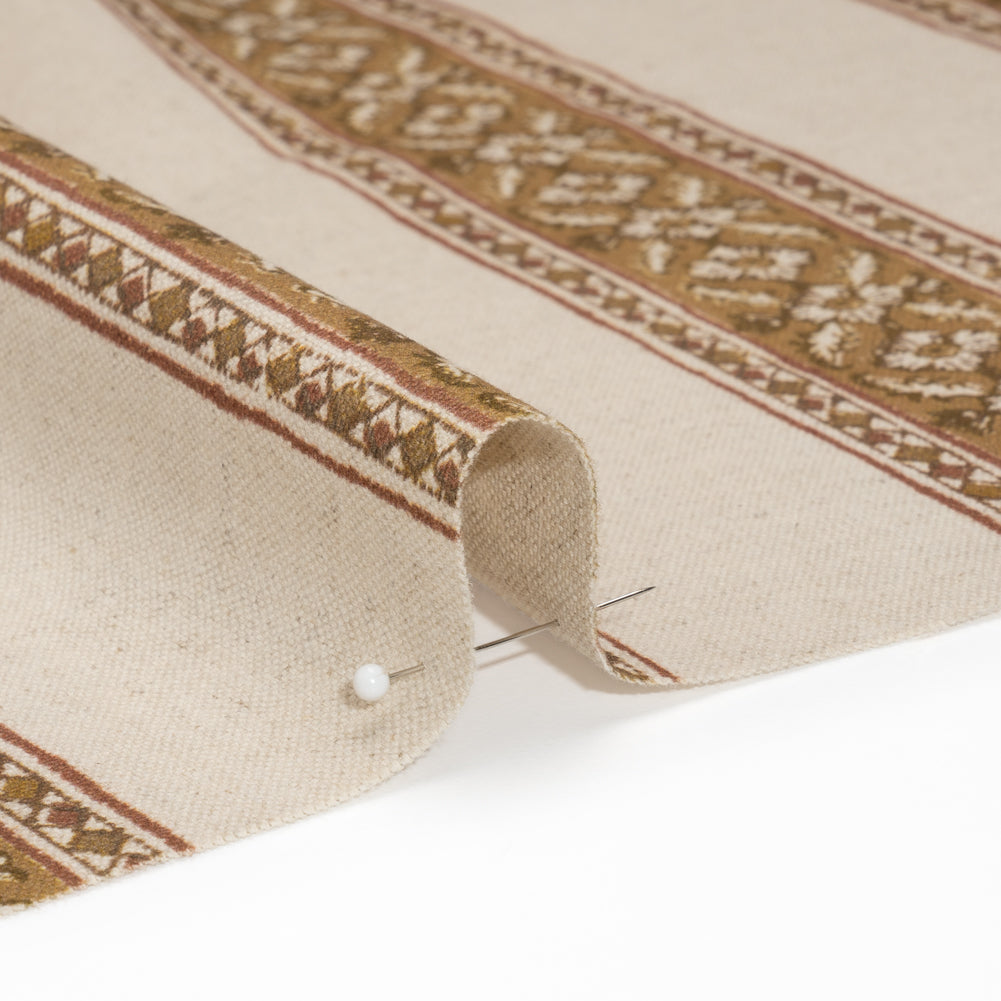 Brushed Cotton and Linen Canvas - Cider Flowers and Diamonds Stripes - British Imported Detail