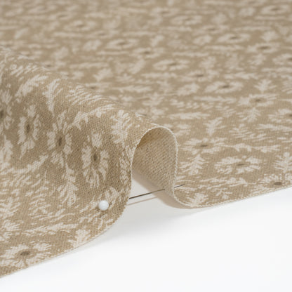 Brushed Cotton and Linen Canvas - Sand Flowers and Leaves - Flowers and Leaves British Imported Detail