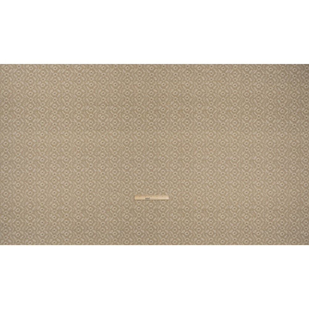 Brushed Cotton and Linen Canvas - Sand Flowers and Leaves - Flowers and Leaves British Imported Full