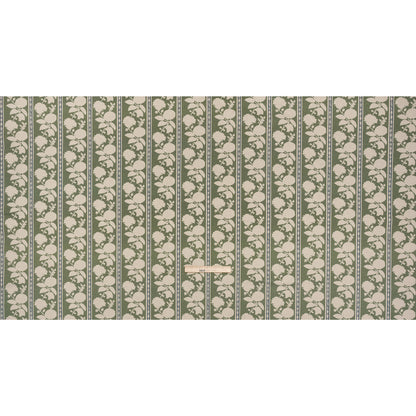 Brushed Cotton and Linen Canvas - Thyme Floral Silhouette Stripes - British Imported Full