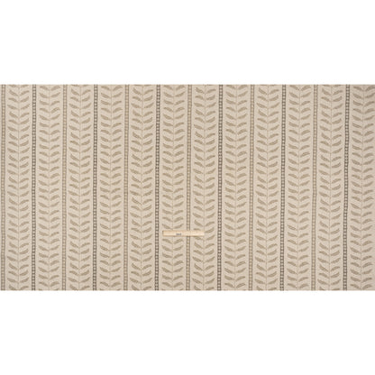 Brushed Cotton and Linen Canvas - Jute Fern Leaves and Flower Stripes - British Imported Full