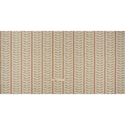 Brushed Cotton and Linen Canvas - Spice Fern Leaves and Flower Stripes - British Imported Full