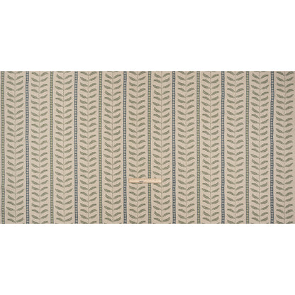 Brushed Cotton and Linen Canvas - Thyme Fern Leaves and Flower Stripes - British Imported Full