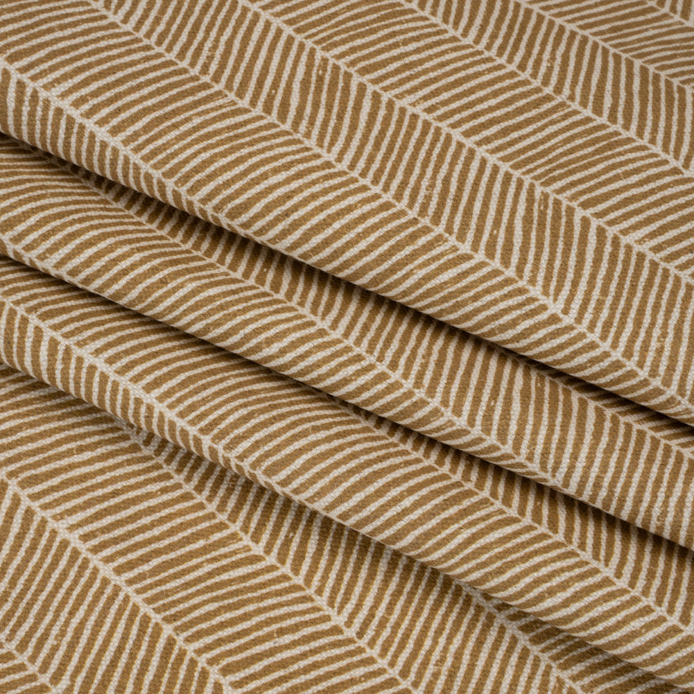 Brushed Cotton and Linen Canvas - Cider Painterly Herringbone - British Imported Folded