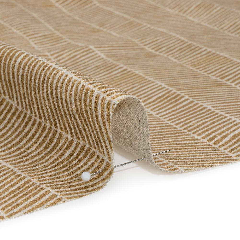Brushed Cotton and Linen Canvas - Cider Painterly Herringbone - British Imported Detail