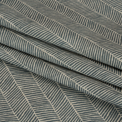 Brushed Cotton and Linen Canvas - Indigo Painterly Herringbone - British Imported Folded