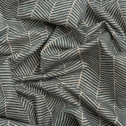 Brushed Cotton and Linen Canvas - Indigo Painterly Herringbone - British Imported