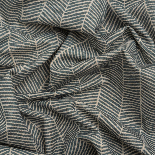 Brushed Cotton and Linen Canvas - Indigo Painterly Herringbone - British Imported