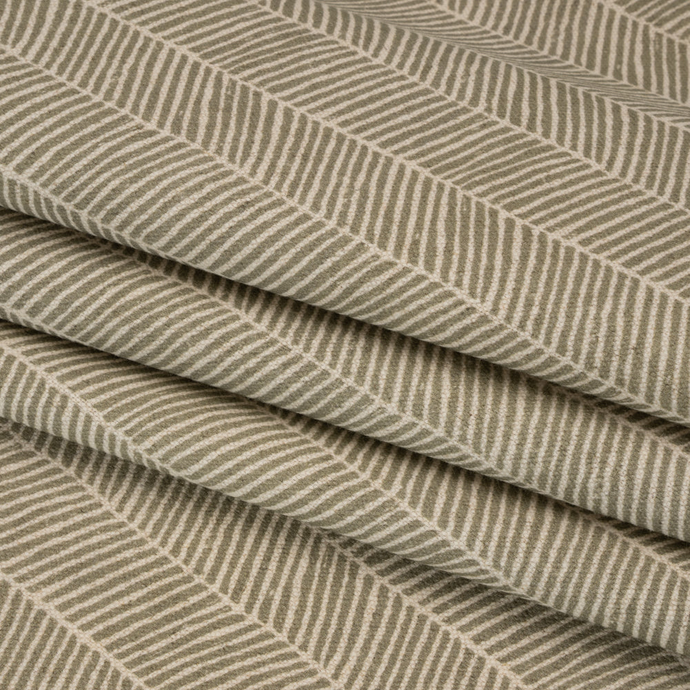 Brushed Cotton and Linen Canvas - Oregano Painterly Herringbone - British Imported Folded