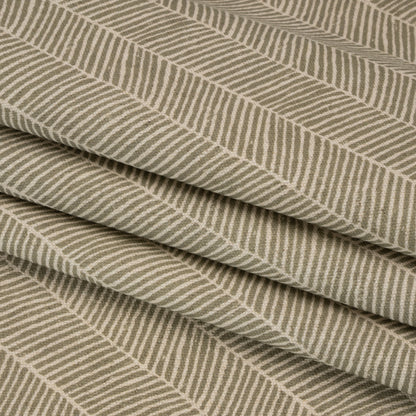 Brushed Cotton and Linen Canvas - Oregano Painterly Herringbone - British Imported Folded