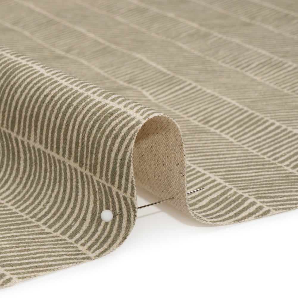 Brushed Cotton and Linen Canvas - Oregano Painterly Herringbone - British Imported Detail