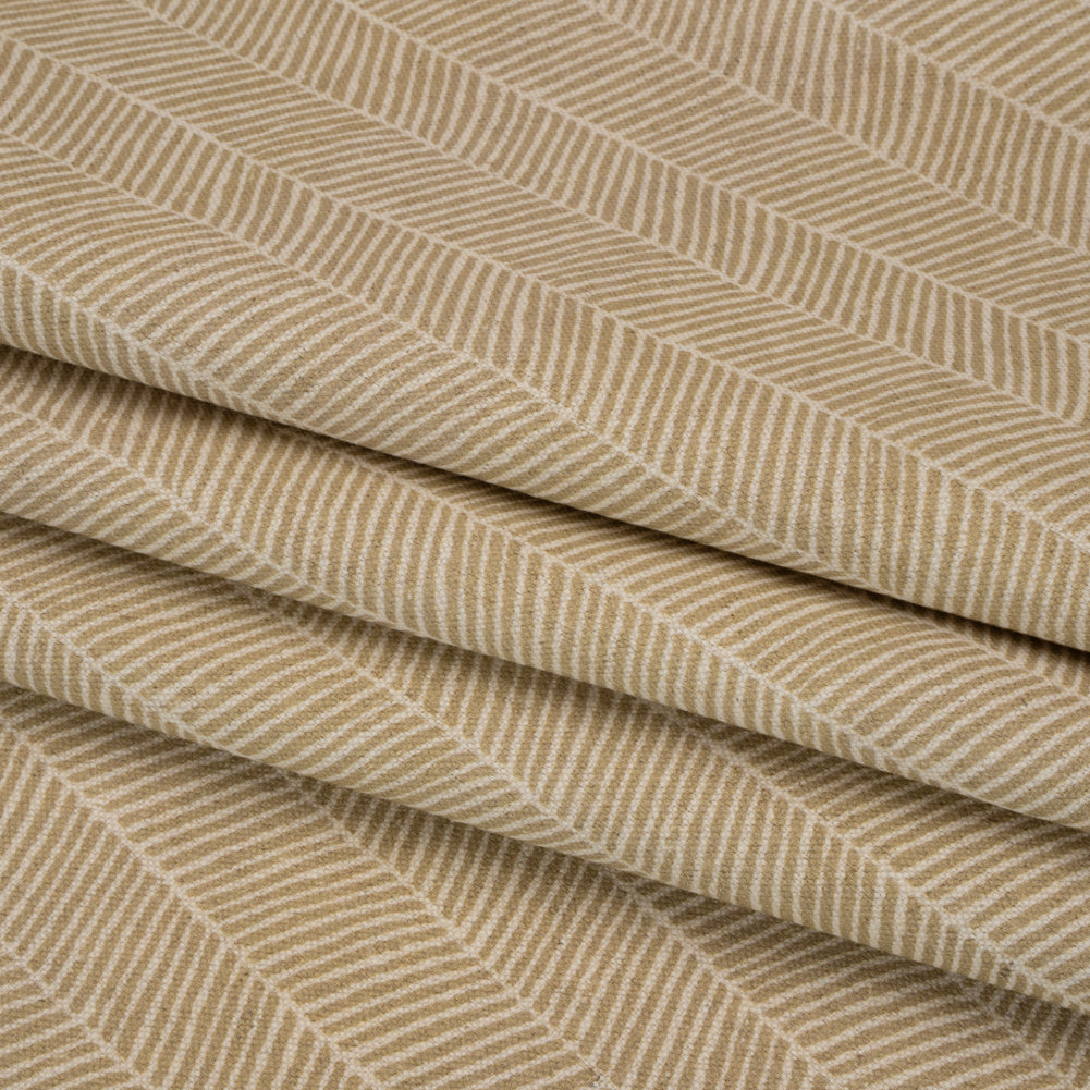 Brushed Cotton and Linen Canvas - Sand Painterly Herringbone - British Imported Folded