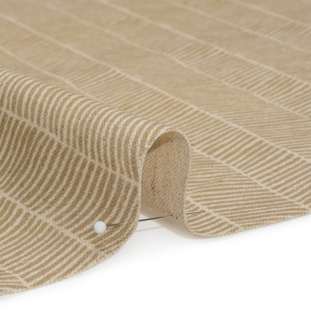 Brushed Cotton and Linen Canvas - Sand Painterly Herringbone - British Imported Detail
