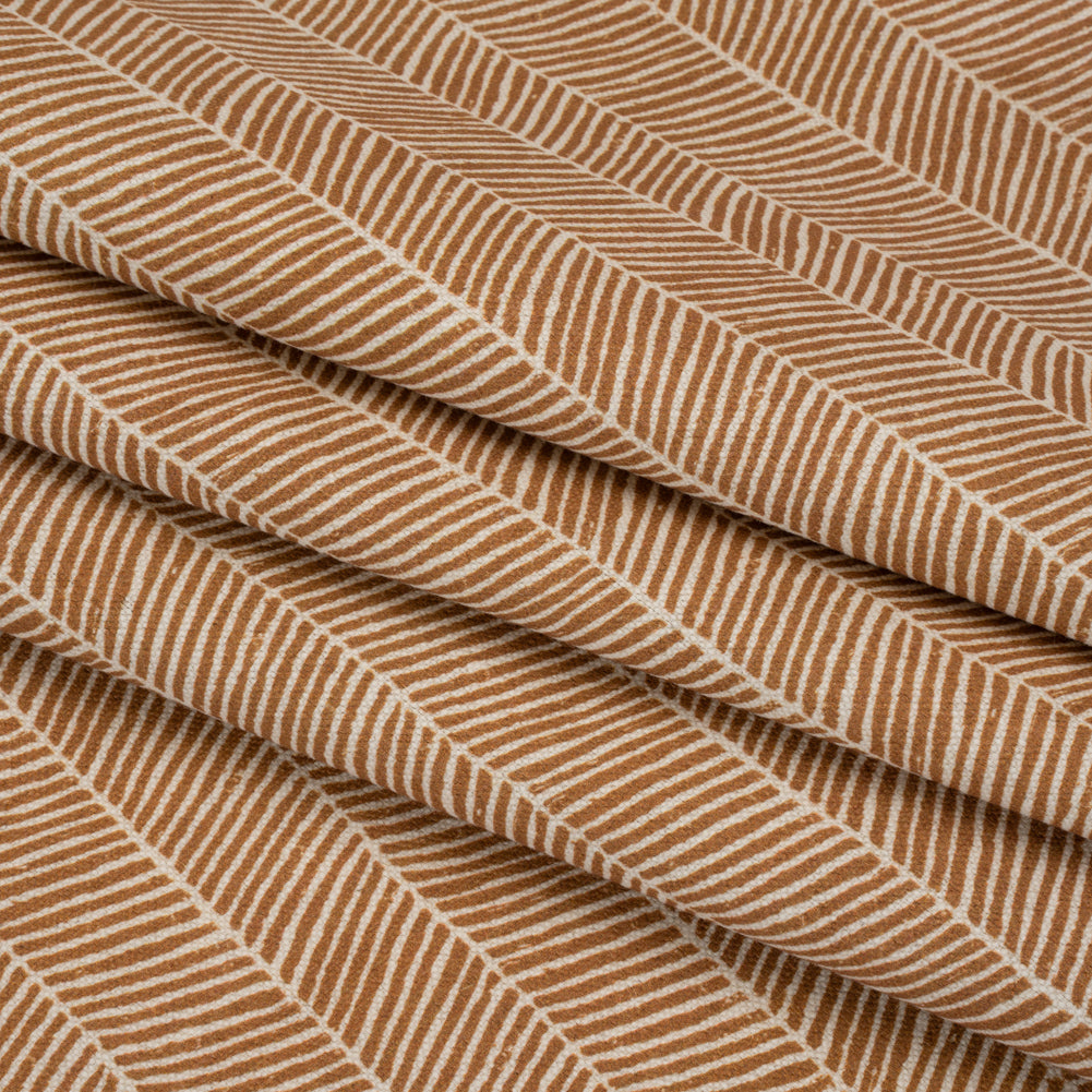 Brushed Cotton and Linen Canvas - Spice Painterly Herringbone - British Imported Folded