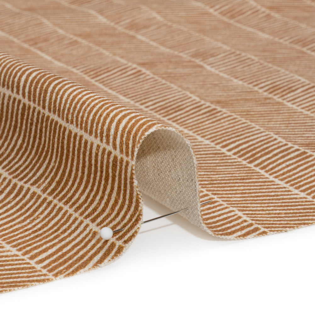 Brushed Cotton and Linen Canvas - Spice Painterly Herringbone - British Imported Detail