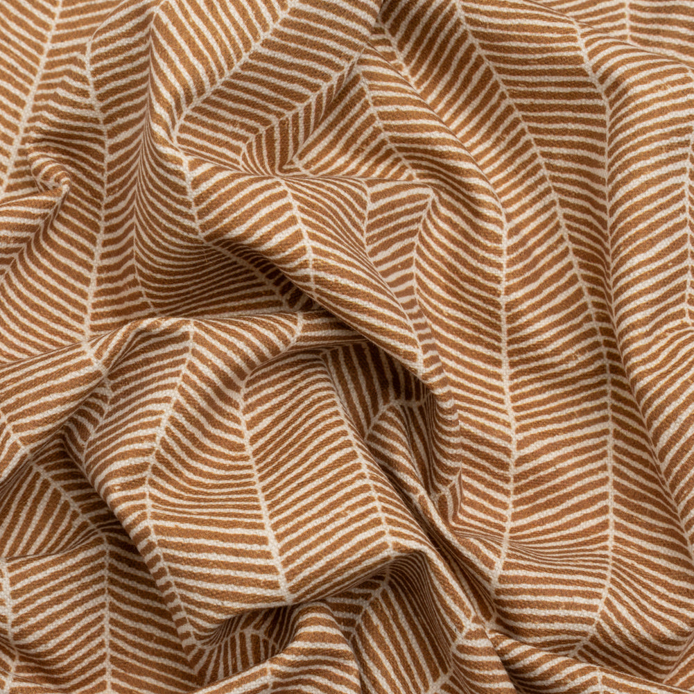 Brushed Cotton and Linen Canvas - Spice Painterly Herringbone - British Imported